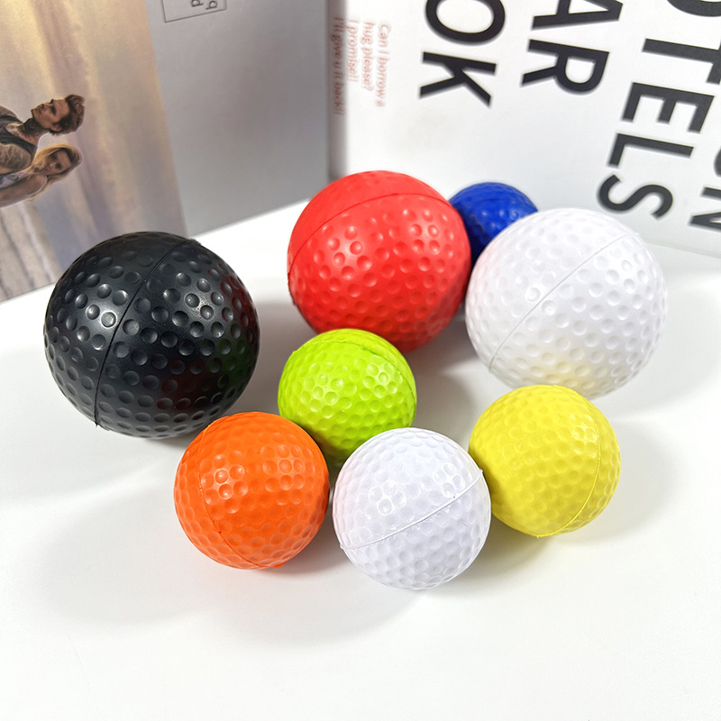 Hot-selling 42mm solid soft PU sponge foam spray-painted golf bouncy ball, a children's indoor practice stress-relieving toy