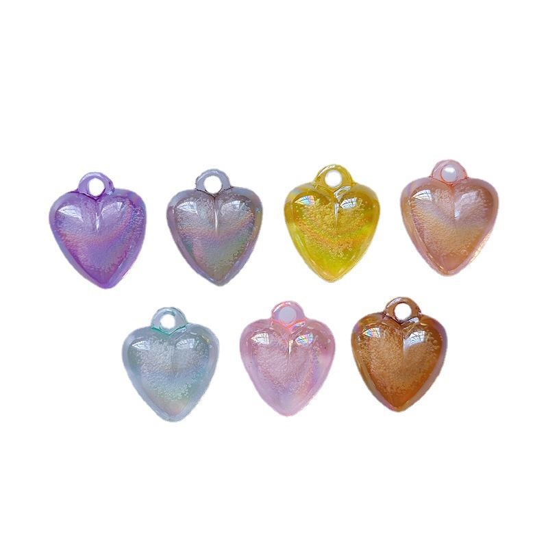 High Breathable Bubble Color Beads Love Pendant Heart Heart Pendant Acrylic Diy Jewelry Mobile Phone Case Accessories Materials Item Picture