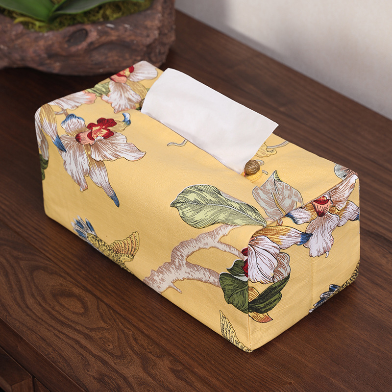 新中式简约纸巾盒套茶桌餐厅车载创意纸巾套茶几布艺中国风抽纸盒