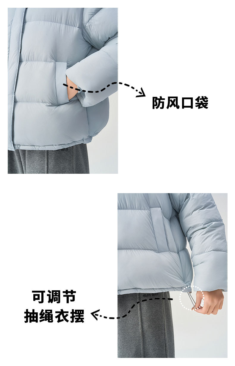 鹅绒羽绒服女泡芙小个子面包短款宽松加厚连帽90白鹅绒羽绒服外套详情13