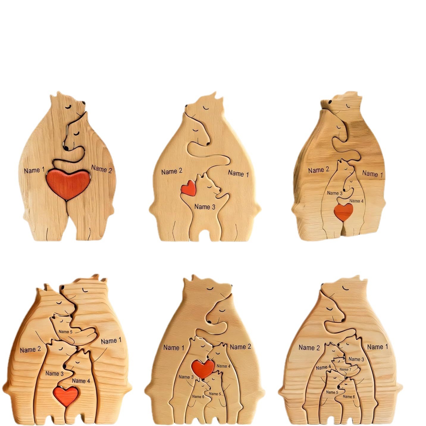 Jigsaw Puzzle, Cross-Border Bestseller, Solid Wood Hug Bear Set, Home Decoration, Mother And Son Bear, Warm Family, Wooden Item Picture