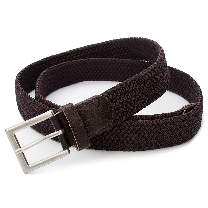 Wholesale of men's elastic woven belts, popular online casual needle-buckle women's canvas belts Item Picture