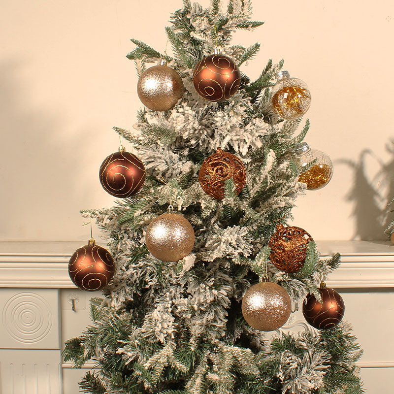 2023 Hong Kong Love New Christmas Ball Copper-colored hollowed-out hanging Ball Decorative Pendant, 8CM irregular-shaped electroplated ball pendant gift Application Scenario