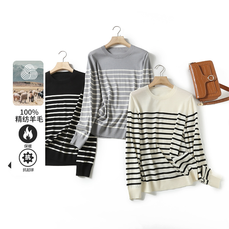 LABULL's autumn and winter knitted sweater is a must-have for women. It features a striped and versatile commuter style as a base layer and a pullover