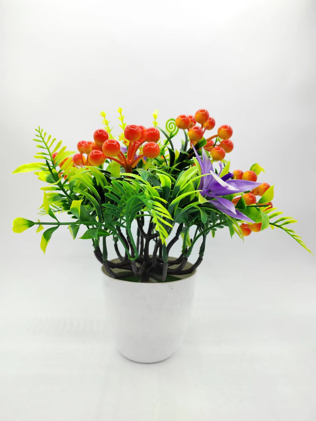 Hongsheng Simulation Craft, simulation cherry fruit bonsai, indoor decoration, fruit store, hotel decoration ornaments, simulation fruits Specification image