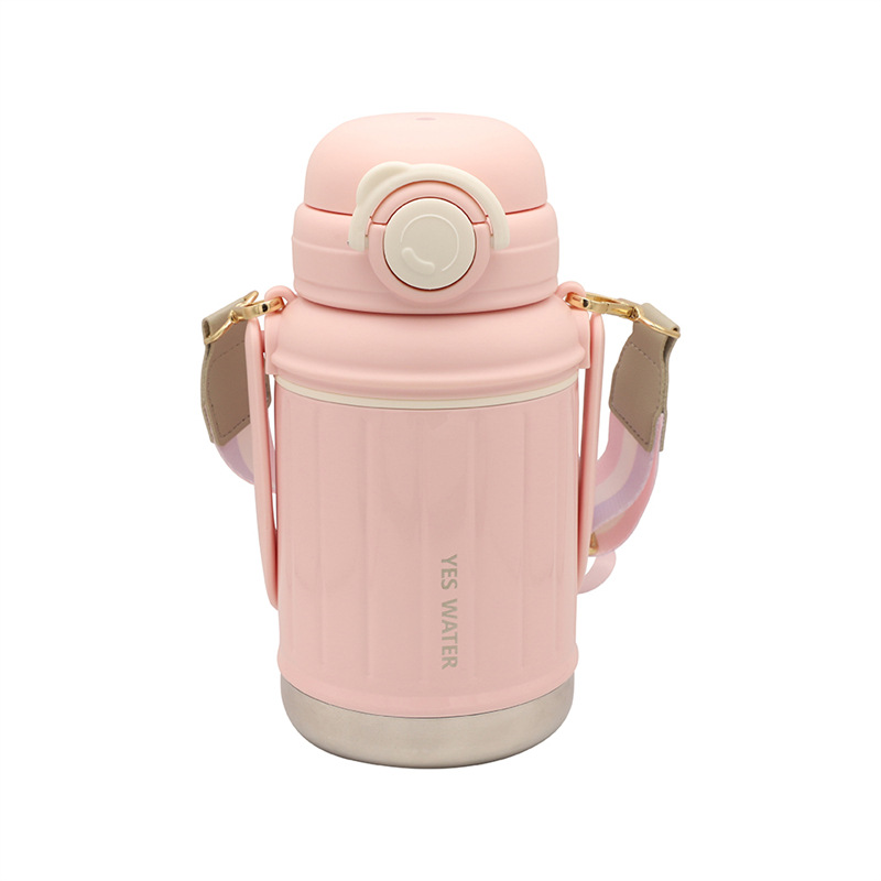 Outdoor straw insulated cup, large-capacity 316 food-grade stainless steel sports water bottle, 2023 new model, large-bellied cup Item Picture