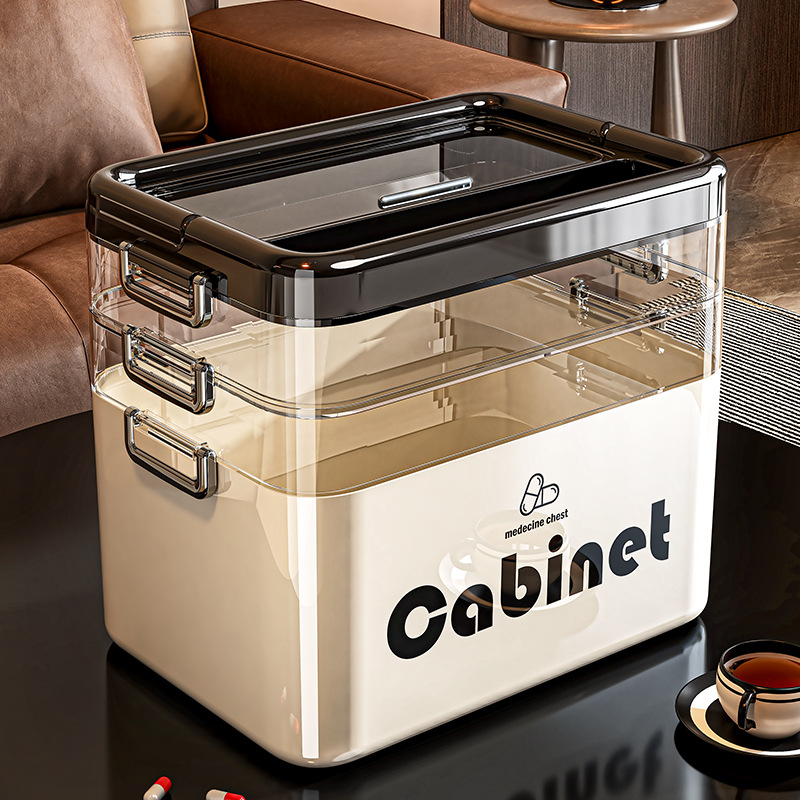 定制logo家用收纳箱多层大容量医药箱工具杂物手提便携分区收纳盒