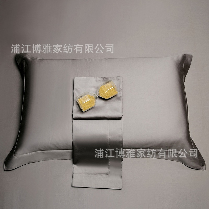 Simple and light luxury style hotel bedroom high-end 60s long-staple cotton pillowcases, pure cotton solid-color brocade pillowcases wholesale Specification image