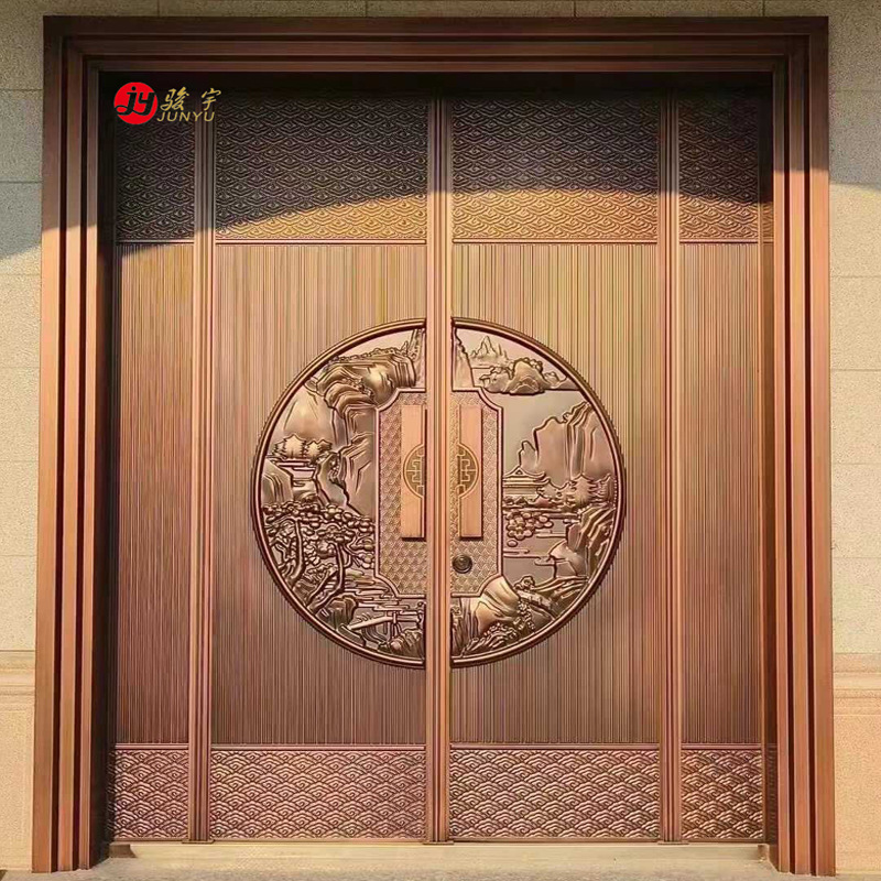 Original manufacturer zinc alloy gate, double door, copper imitation door, villa, rural self-built house, courtyard villa entrance door Application Scenario
