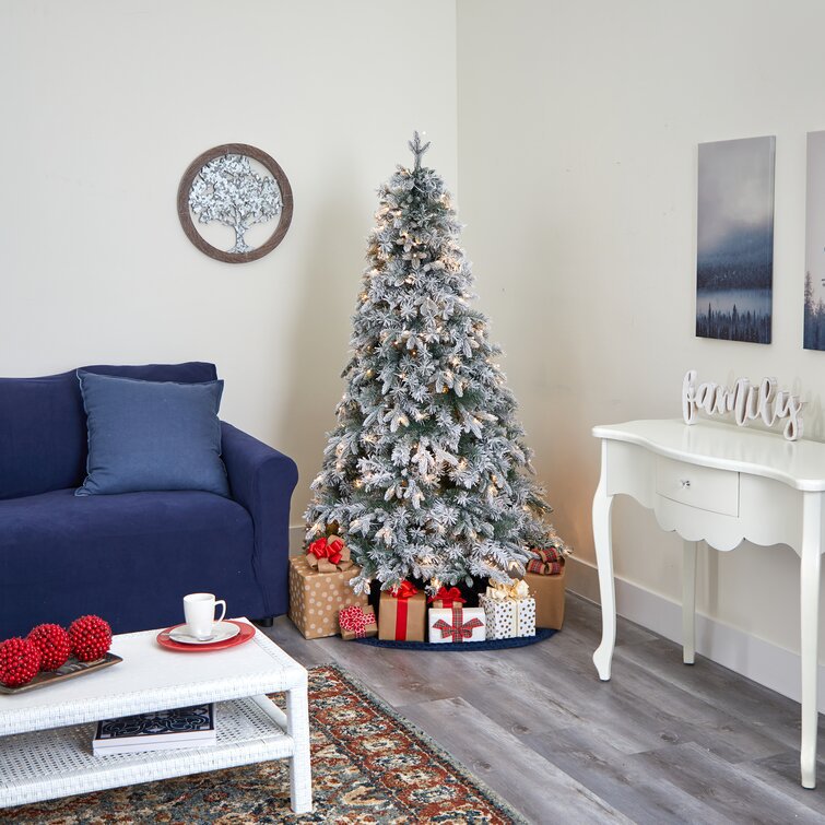 1.5-meter / 1.8-meter / 2.1-meter PVC mixed PE flocked tree with LED warm white light Christmas decoration Specification image