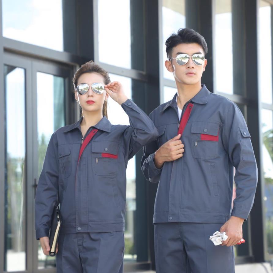Spring and Autumn wear-resistant work clothes set for men, construction site auto repair engineering uniforms, work clothes wholesale, welder uniforms, jackets, labor protection clothing details Picture