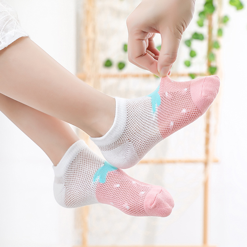 夏季儿童袜子水晶袜草莓女孩浅口薄款卡丝女童船袜透明玻璃丝短袜详情图2