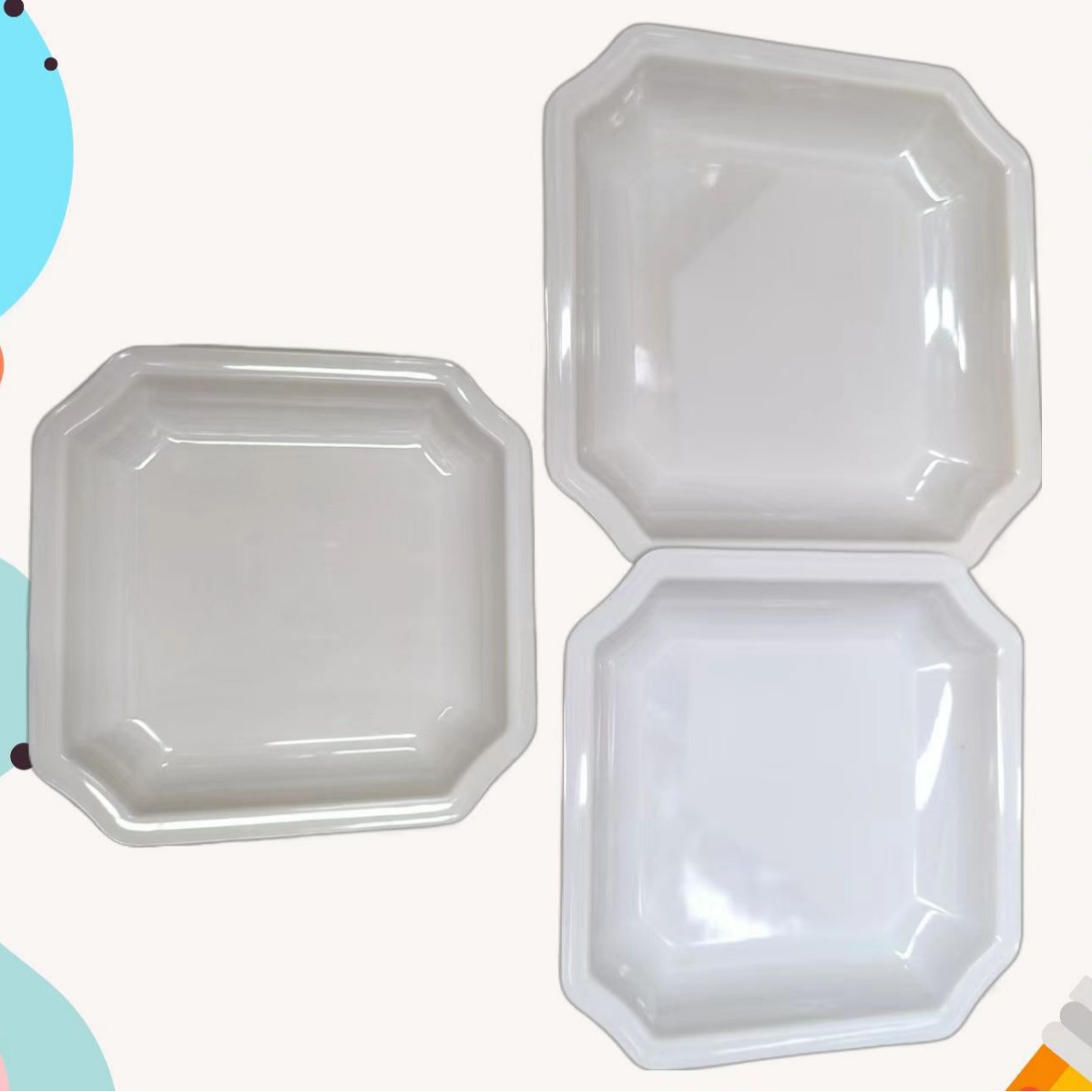 White melamine tableware, plastic imitation porcelain plates, melamine plates, melamine round plates, commercial buffet bowls Application Scenario