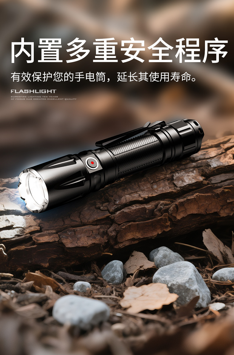 Customized new fixed-focus edc flashlight from Shenhuo, made of aluminum alloy, waterproof, high-power LED portable waist clip flashlight pic 8