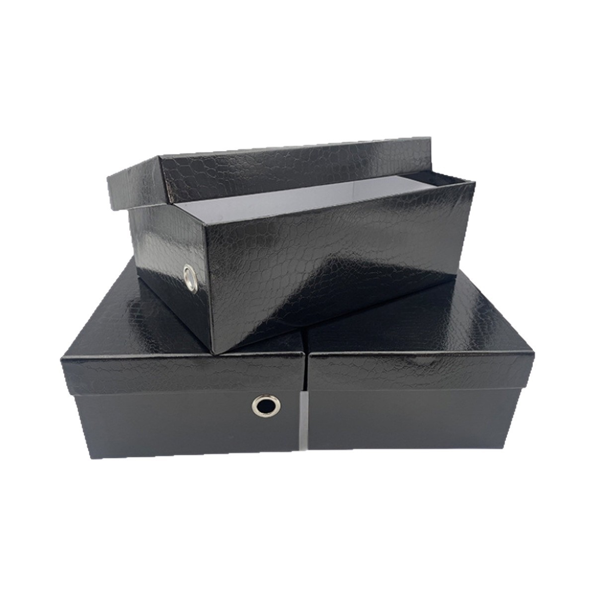 Wholesale of thickened crocodile-patterned top and bottom cover shoe boxes, paper boxes, fine shoes, boots, bags, gift boxes, and customized packaging manufacturers Item Picture
