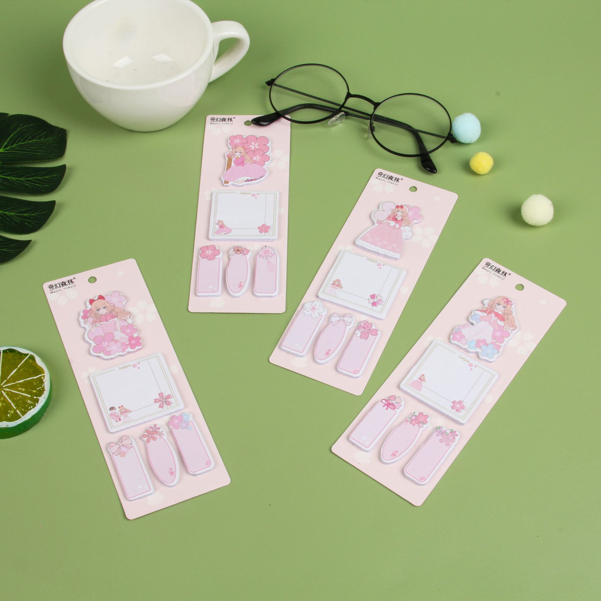 New cartoon and cute sticky note combination sticky notes for home, office and household use, colorful N-times stickers details Picture