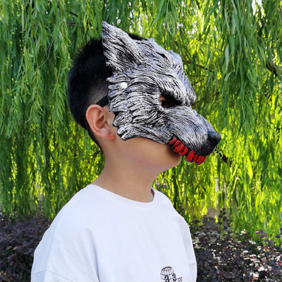 School Birthday Pu Soft Glue Bar Makeup Prom Wolf Head Werewolf Animal Red Tooth Wolf Mask details Picture