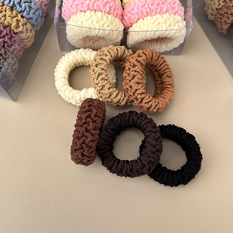Boxed thickened and widened high-elasticity towel band, seamless fish-scale pattern hair tie, rubber band, leather cover, hair band pic 58