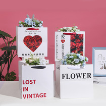White Card Flower Gift Bag Tote Mother's Day Valentine's Day Gift bag Party gift wrapping bag flower