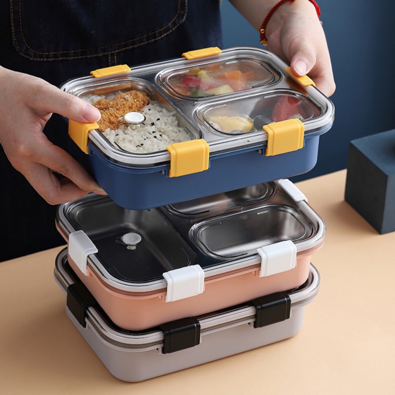 304 stainless steel portable lunch box, office worker lunch box, sealed compartments, anti-odor-mixing lunch box
