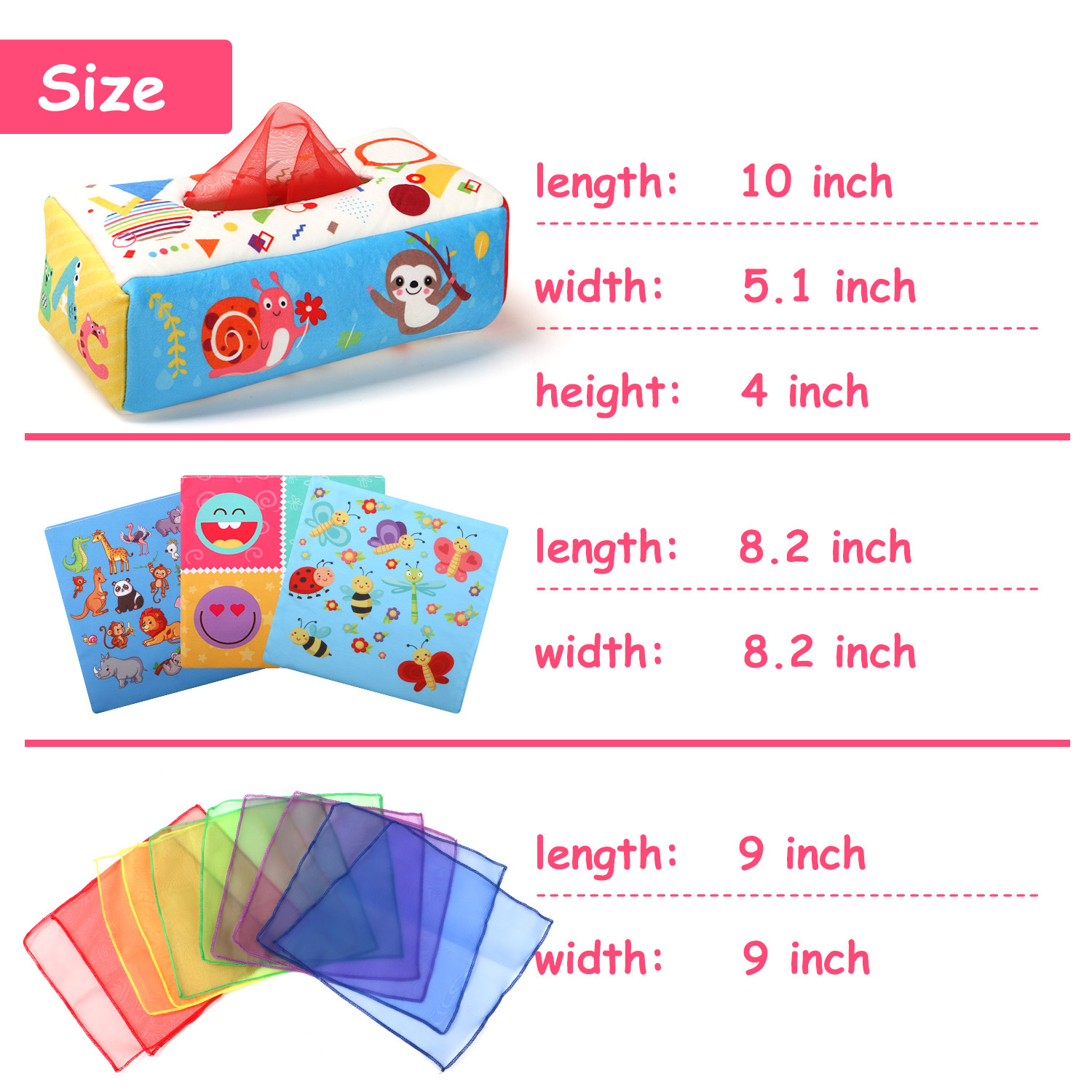 Cross-border baby plush tissue box toy baby tissue cloth simulation learning exercise finger puzzle toy Application Scenario