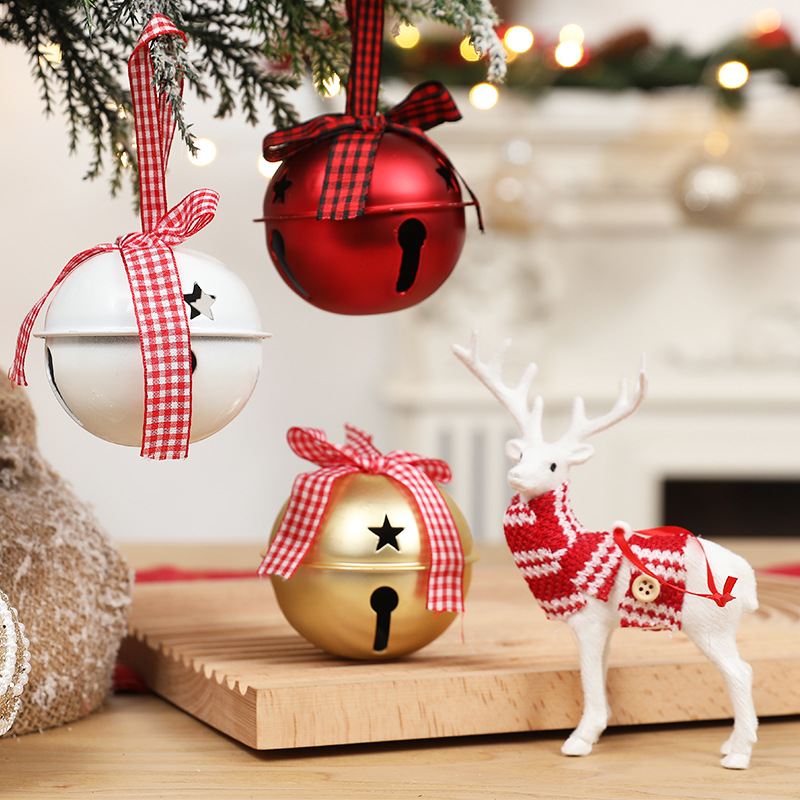 圣诞节装饰用品彩色铃铛圣诞树DIY配件挂饰五角星娃娃挂饰礼品