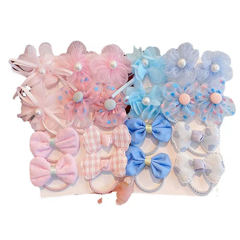 Korean Children's Rubber Band Flower Mesh Hair Cord Little Girl Cute Pearl High Stretch Tie Hair Cord Girls Hair Accessories Item Picture