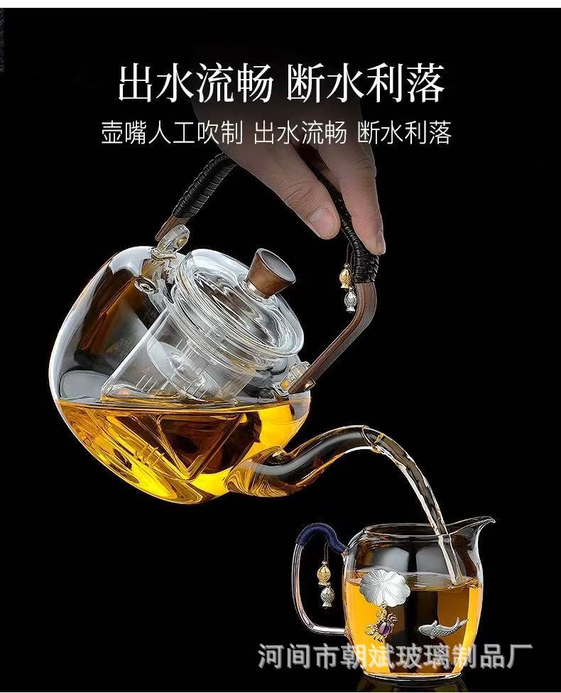 电陶炉煮茶壶玻璃耐高温电陶炉蒸煮茶壶耐热围炉家用提梁水壶加厚详情2