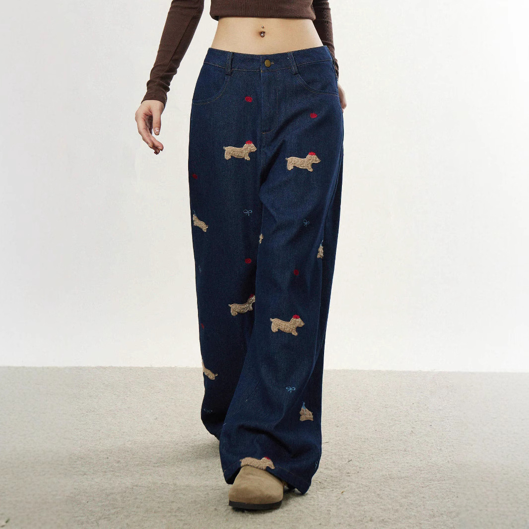 直筒裤女宽松休闲/牛仔裤/牛仔裤女/女裤中老年高腰休闲/冰丝裤细节图