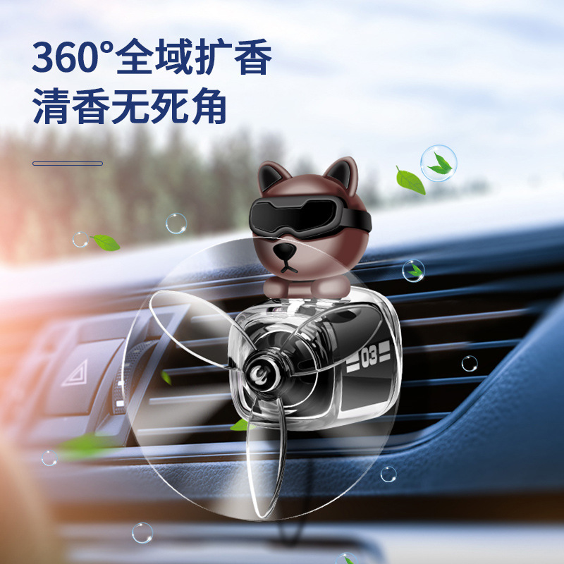 Cross-border new car aroma diffuser, car perfume, long-lasting high-end air outlet clip, fan decorative item, pointed ear dog card details Picture