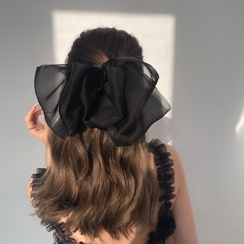 Cross-border super fairy bow hair clip, women's summer back head updo hair clip, small stylish mesh clip headwear Application Scenario