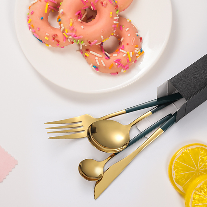 Stainless Steel Portugal 4-Piece Cutlery Set Knife Fork Spoon Western Food Set Steak Knife Hotel Restaurant Supplies Specification drawing