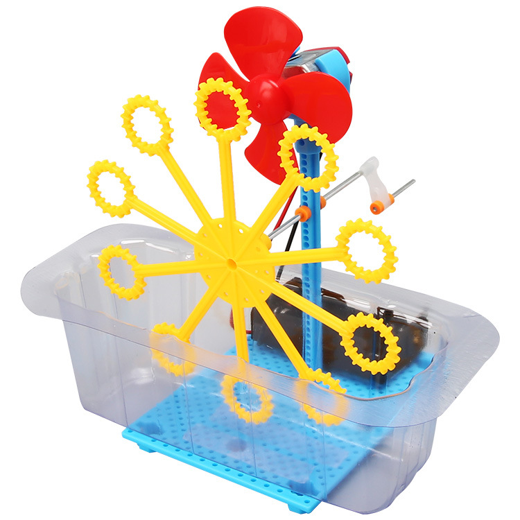 Hand-cranked bubble machine, small technological creations, children's science experiment teaching toys, and diy material kits for young primary school students Item Picture
