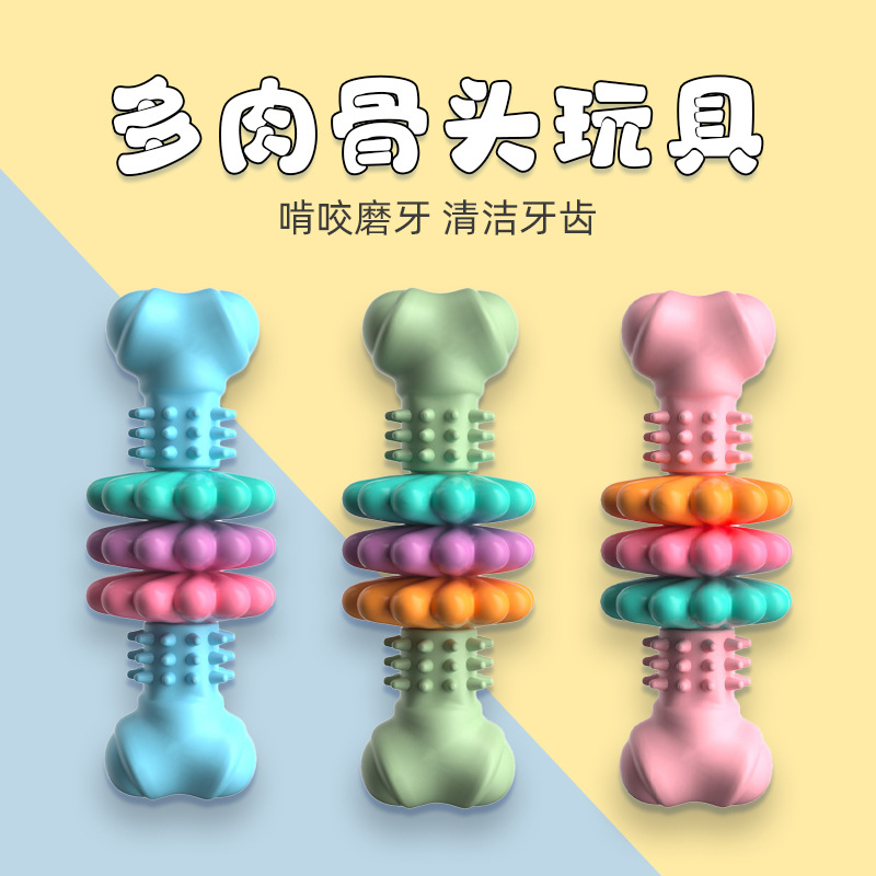新品宠物玩具TPR花瓣骨头型狗玩具多肉片三花磨牙耐咬洁齿玩具棒