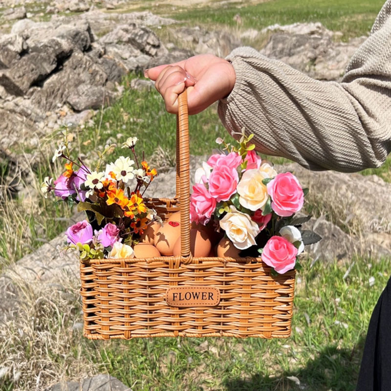 Flower baskets, rattan woven hand-held baskets, souvenirs, bamboo baskets, postpartum egg baskets, flower baskets, woven baskets Specification image