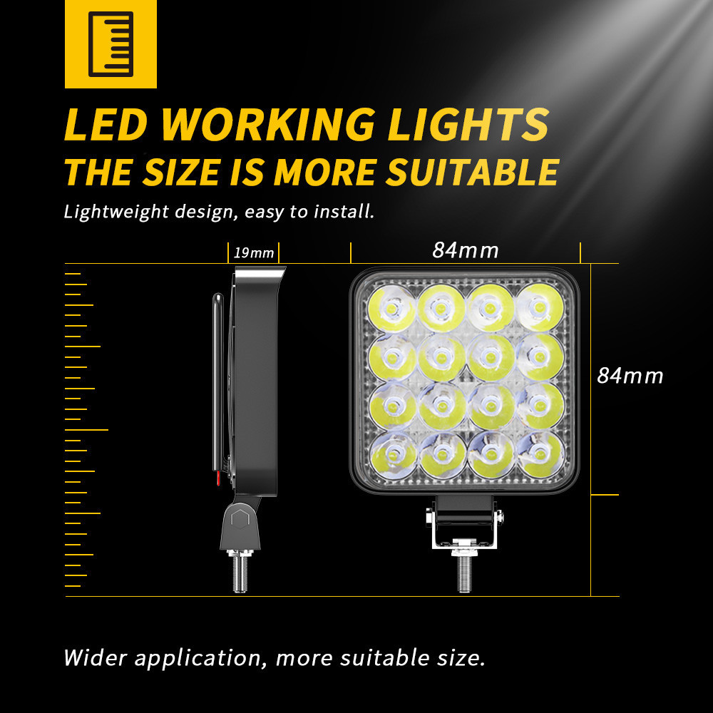 DXZ car LED working light Mini square 16 light 48W driver assistance light modified headlight spotlight head details Picture
