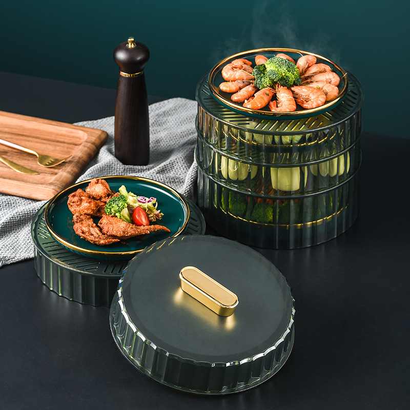 The household multi-layer insulated vegetable cover can be stacked with a transparent food cover to prevent odors from mixing and a lid for leftover food and fly-proof vegetables Application Scenario