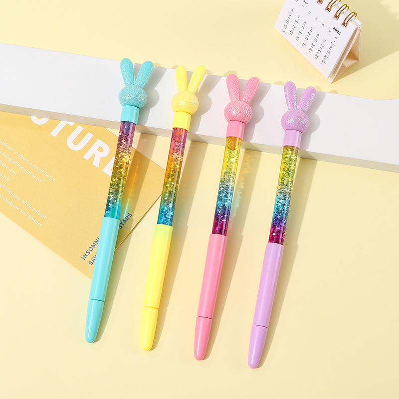 Creative Cartoon Rabbit Unicorn Quicksand Pen Cute Shape Gift Pen Office Signature Pen Neutral Pen Wholesale Specification drawing