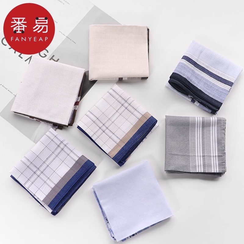 A Free Mail/Fanyi Men's Handkerchief Wipe Sweat Nostalgia Absorbent Pocket Square Plaid Classic Old-Fashioned Women Application Scenario