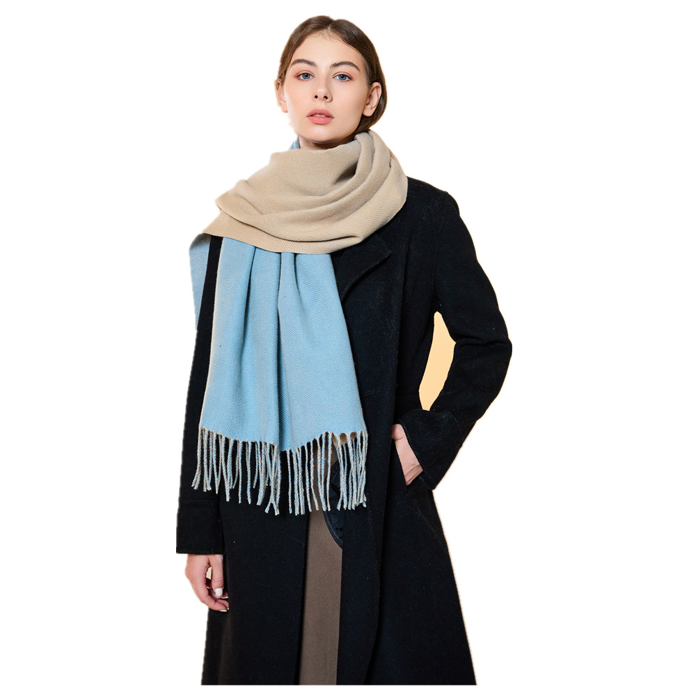Foreign Trade Orders Amazon Explosive Double-Sided Two-Color Scarf Female Winter Thickened Solid Color Imitation Cashmere Scarf Shawl Female Item Picture