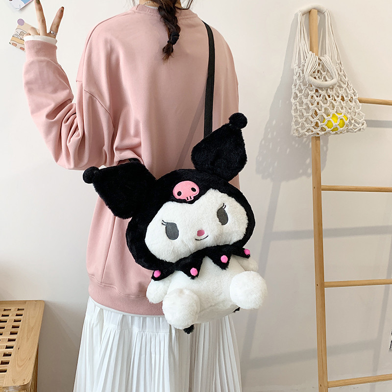 Small wholesale of Yugui Dog plush cartoon backpacks, cute Kulomi single-shoulder crossbody bags for girls, and parent-child gifts Specification image