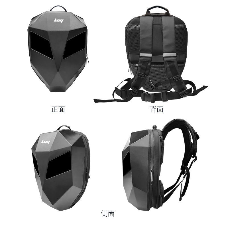 Loy Iron Man Black Led Biker Bag Rider Glow Eye Screen Backpack Student Scooter Scooter Waterproof Backpack Specification drawing