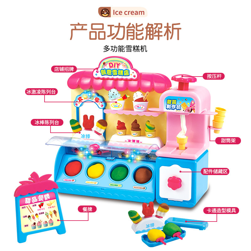 Niños pasar inicio juguetes color puré casa de helados tienda de helados helados ideas helados conos paletas moldes de plastilina Specification image