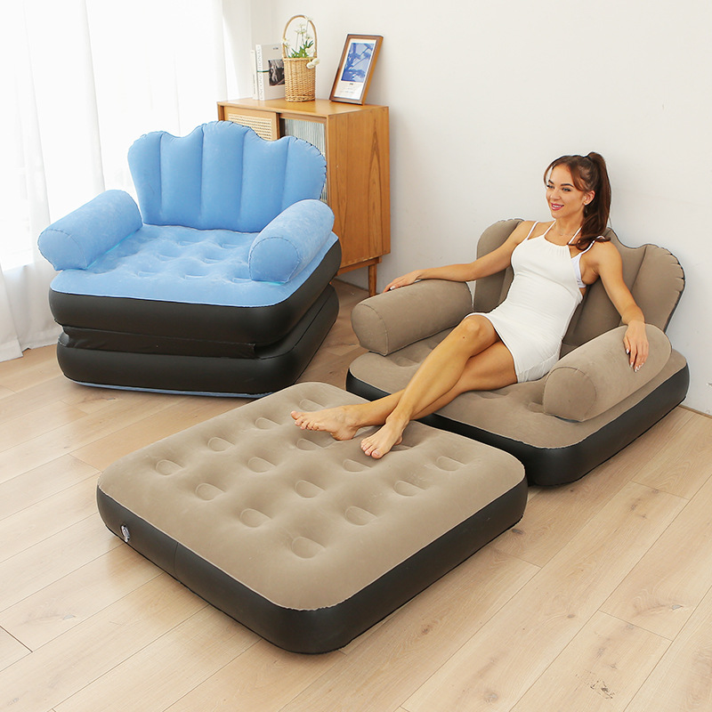 多功能沙发充气沙发户外成人懒人沙发充气床沙发床便捷可折叠躺椅折叠床植绒沙发详情图1