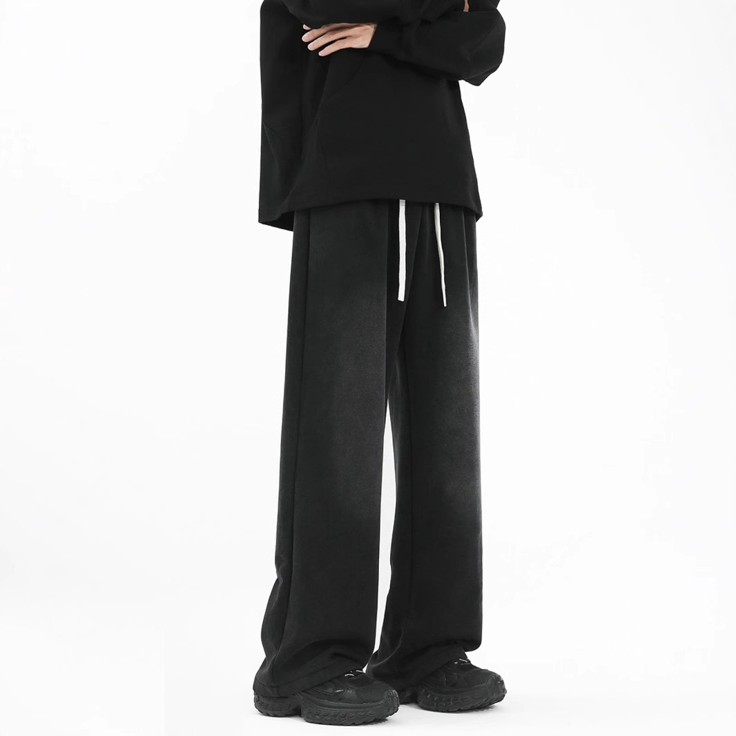 cleanfit straight casual pants retro wide-leg mop pants details Picture