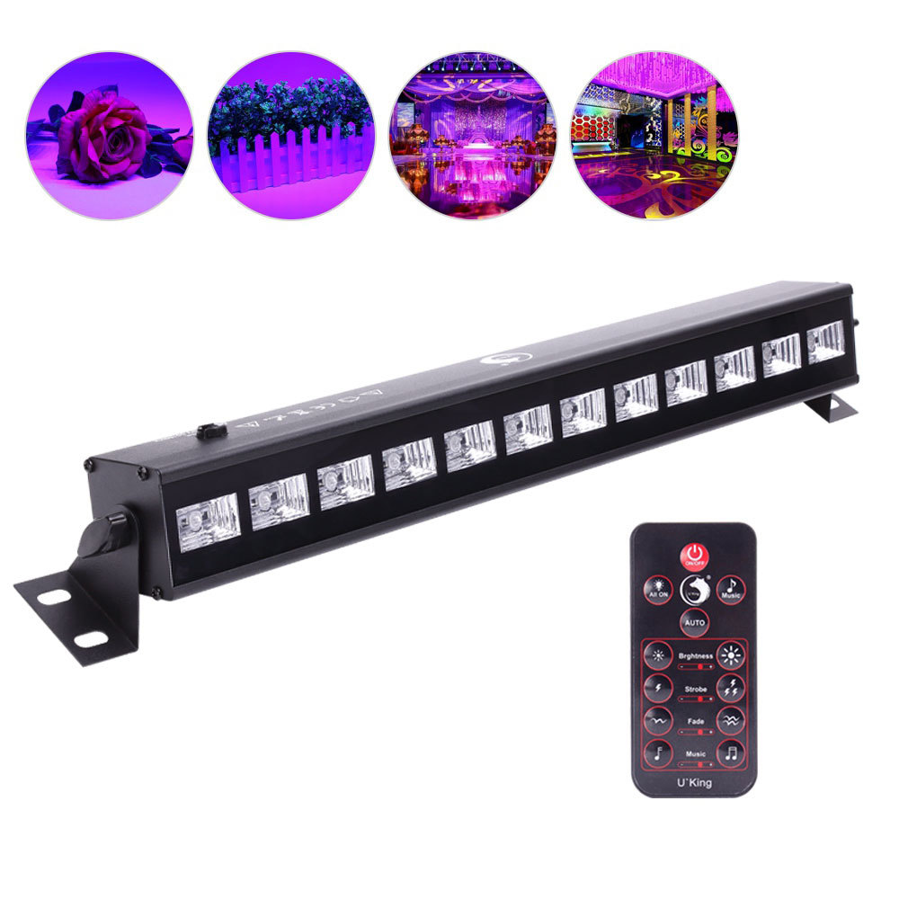 遥控12LED UV紫光长条洗墙灯声控圣诞投影灯舞台灯