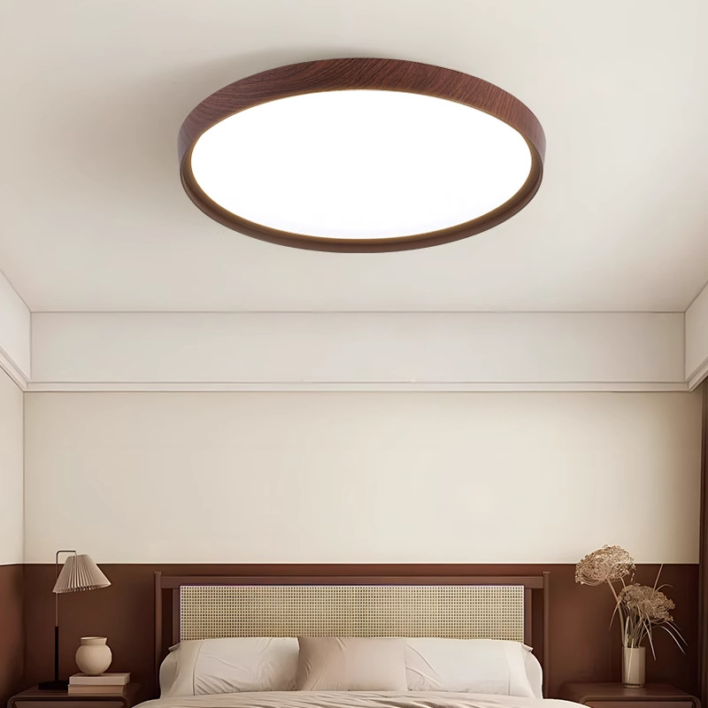 New Chinese-style walnut wood grain modern and simple room living room LED bedroom light R125