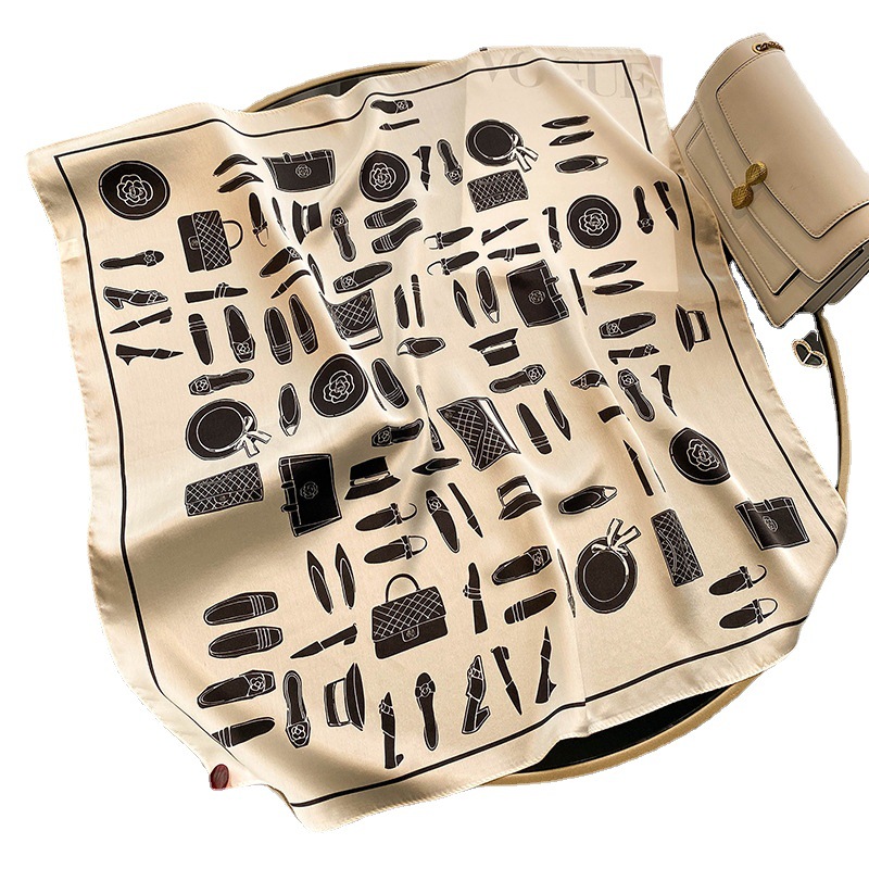 Camellia Silk Scarf Women's Spring Light Luxury Senior Sense Silk Scarf Wholesale All Mulberry Silk Scarf Square Scarf Scarf Item Picture