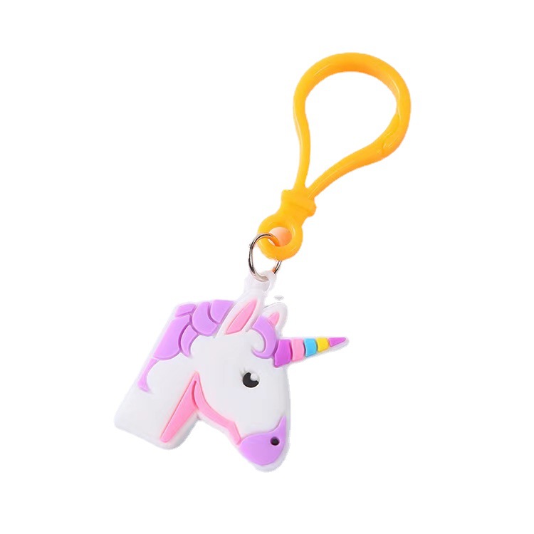 New Amazon cartoon unicorn keychain, PVC soft rubber rainbow pendant, accessory, small gift and toy Item Picture