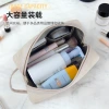 New diagonal fabric texture pu makeup bag, large-capacity outdoor travel cosmetics portable bag, hand-held toiletry and storage bag Specification image